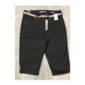 Gloria Vanderbilt Black Skimmer Capri Jeans w/Belt Size 8 NWT